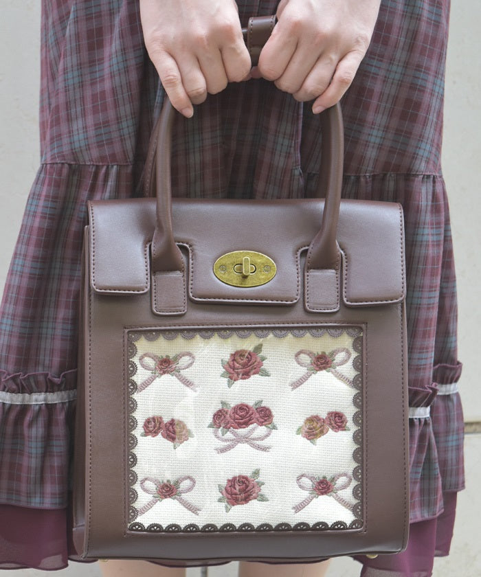 Rose & Ribbon Embroidery Bag – axes femme from JAPAN