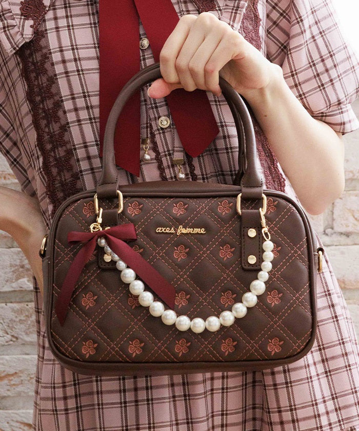 Rose Quilted Bag with Charm – axes femme from JAPAN