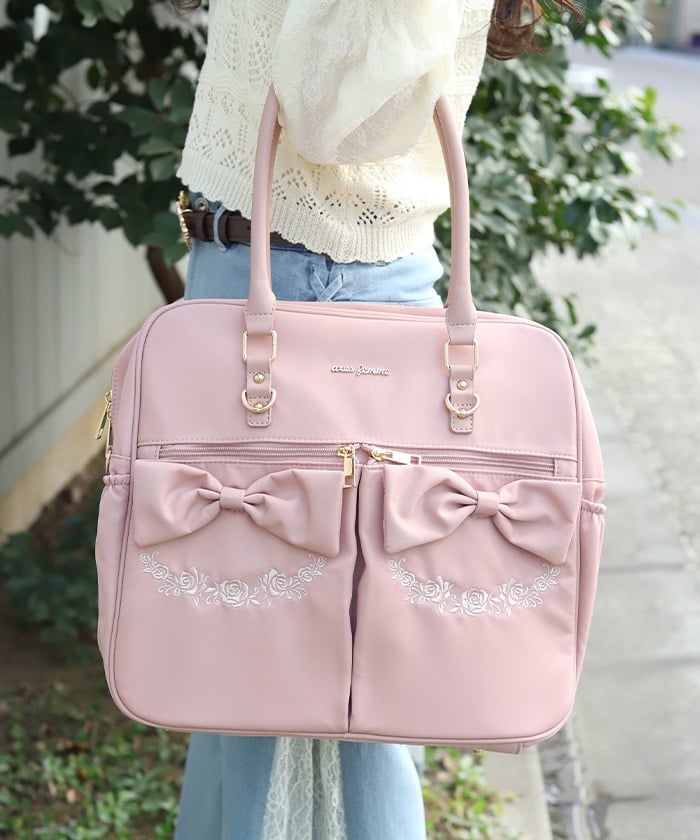 Water Repellent Nylon Double Ribbon Boston Bag – axes femme from JAPAN