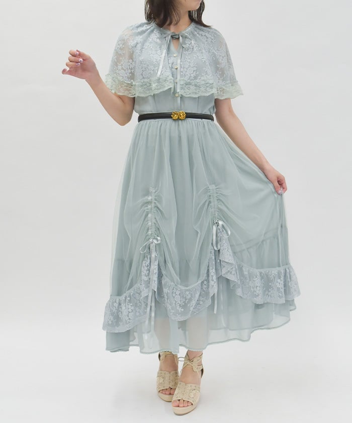 Drawstring Lace Cape Dress – axes femme from JAPAN