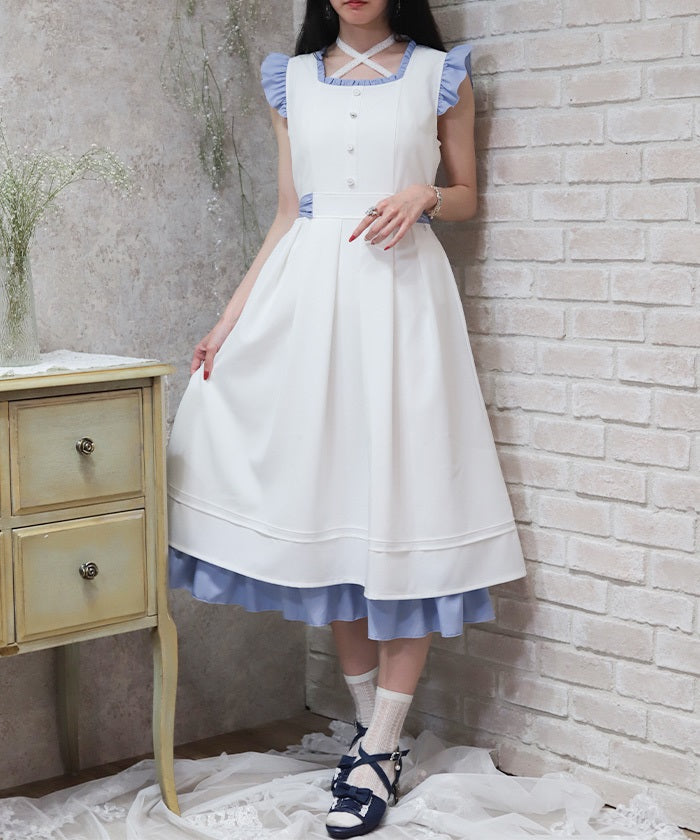 Bicolor Flare Sleeveless Dress – axes femme from JAPAN