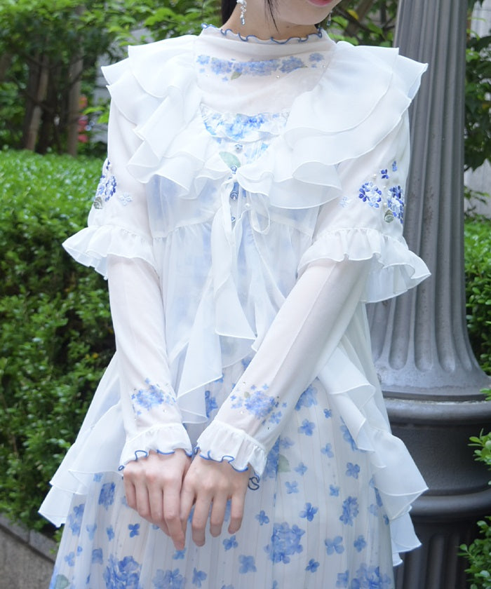 Hydrangea Embroidery Frill Gown – axes femme from JAPAN