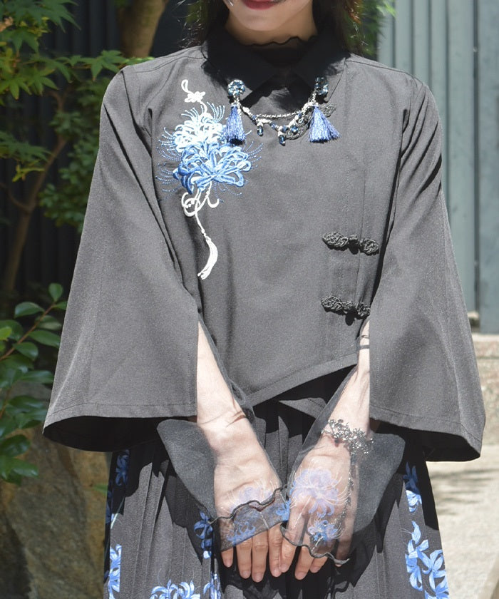 はちさま専用 Higanbana Embroidery Short Shirt – axes femme from JAPAN