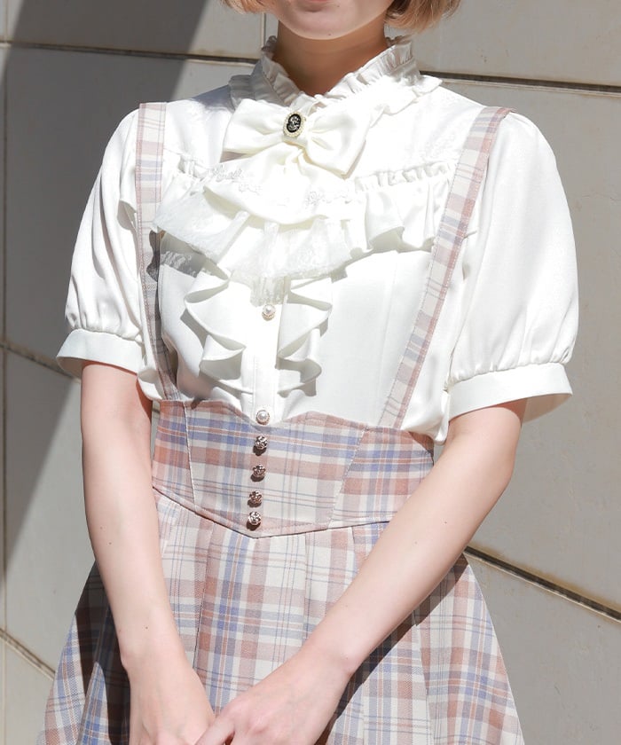 Ribbon & Jabot Brooch Blouse – axes femme from JAPAN
