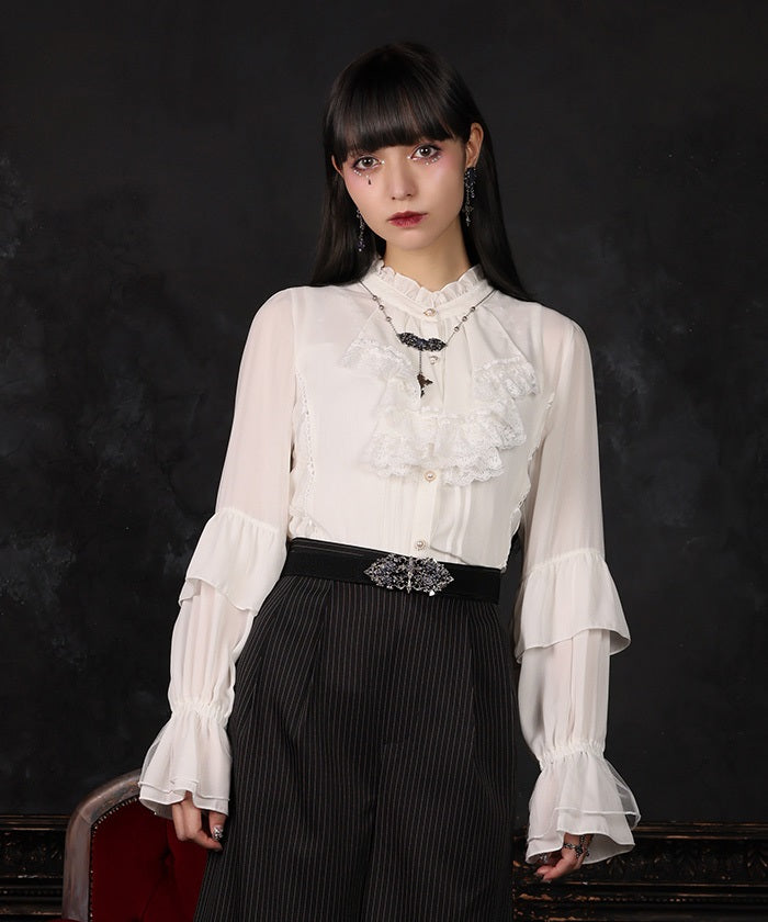 Lace-Up & Frill Blouse – axes femme from JAPAN