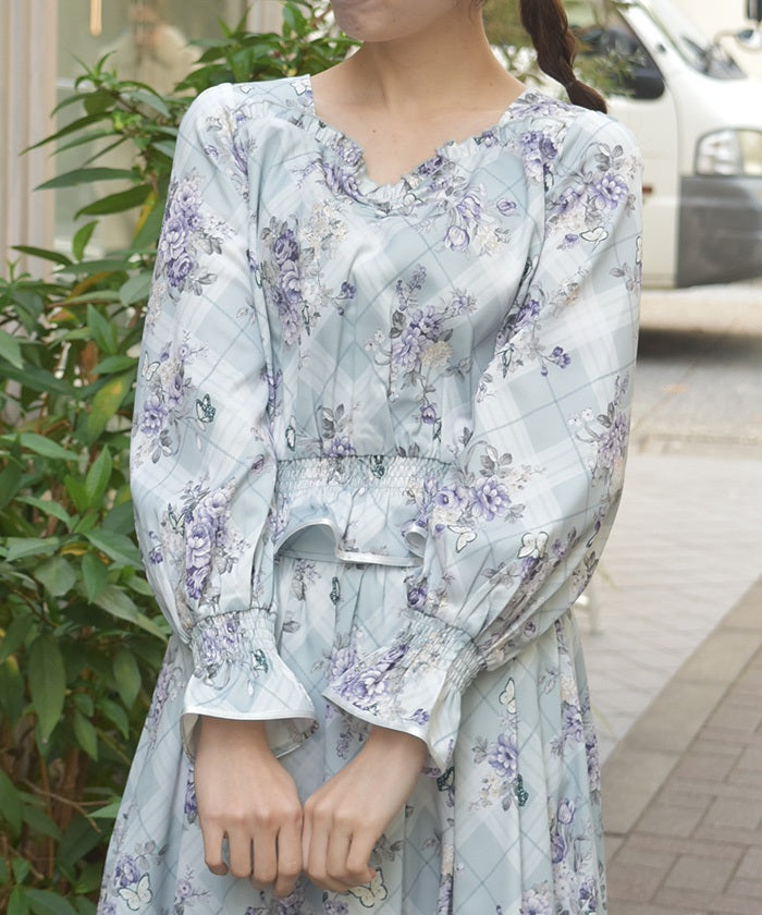Check & Flower Pattern Blouse – axes femme from JAPAN