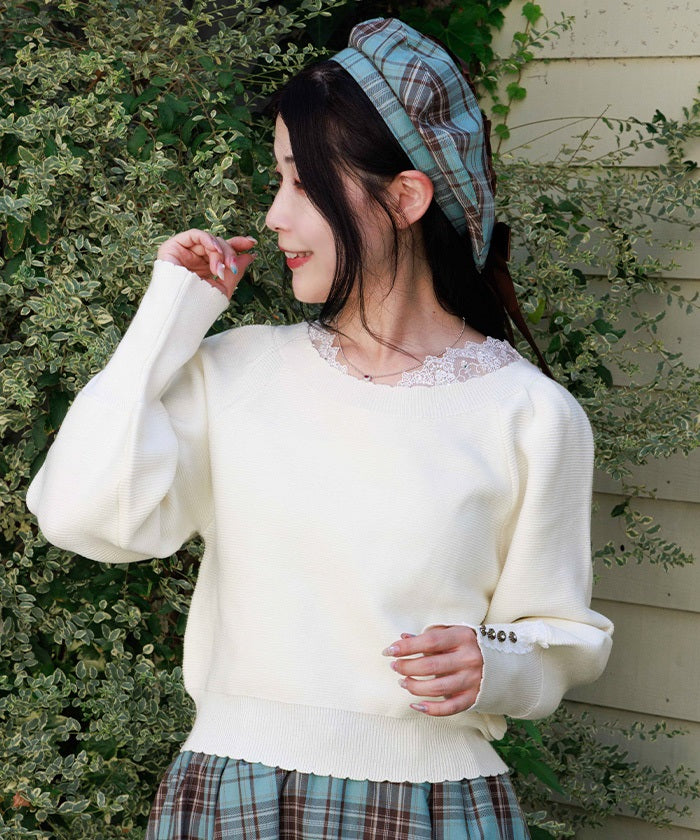 Off-Shoulder Knit Pullover – axes femme from JAPAN