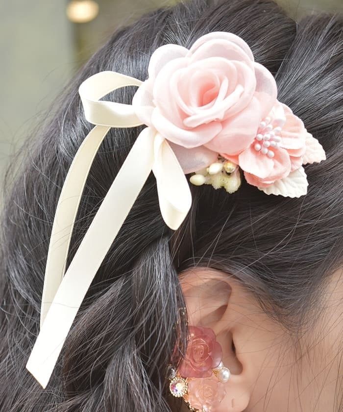 Flower & Ribbon Hair Clip – axes femme from JAPAN display picture 1