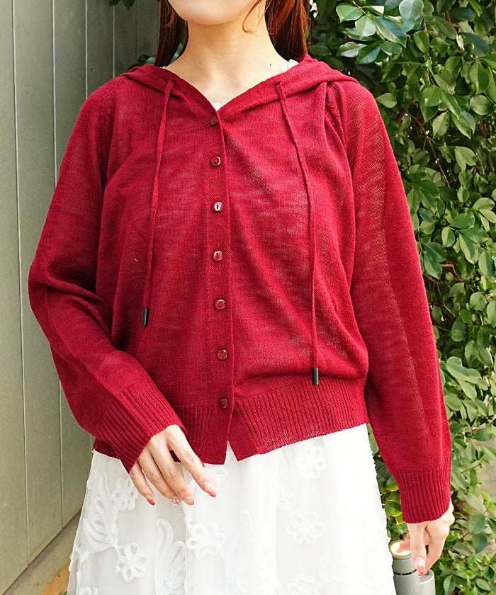 Slub Knit Hood Cardigan – axes femme from JAPAN