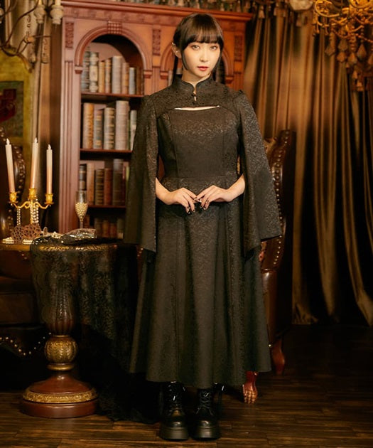 Chinese Slit Sleeve Long Dress – axes femme from JAPAN