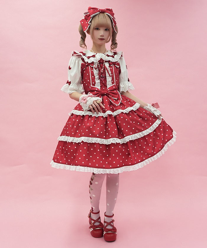 I-line Jumper skirt 【L'or】 Sweet Dot Jumper Skirt (Pre-order) – axes femme from JAPAN