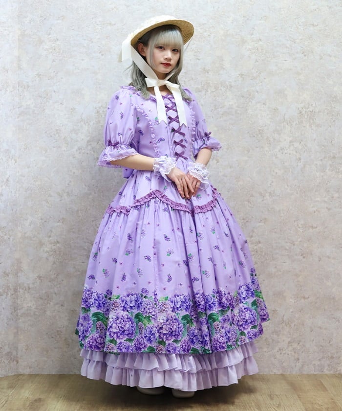 axes femme kawaii ハイドレンジワンピース　ラベンダー　あじさい Hydrangea Dress – axes femme from JAPAN
