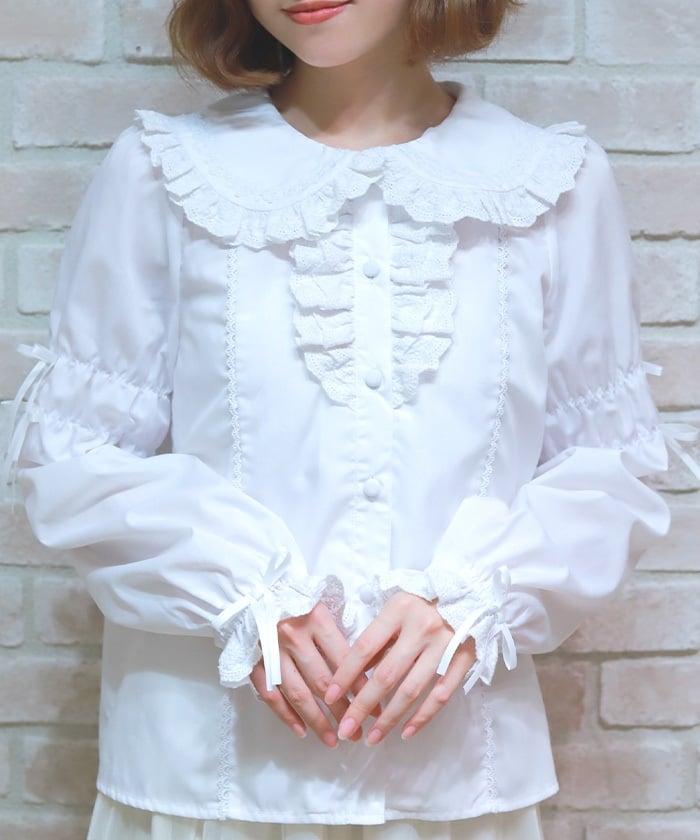 Cotton Lace Round Collar Blouse – axes femme from JAPAN