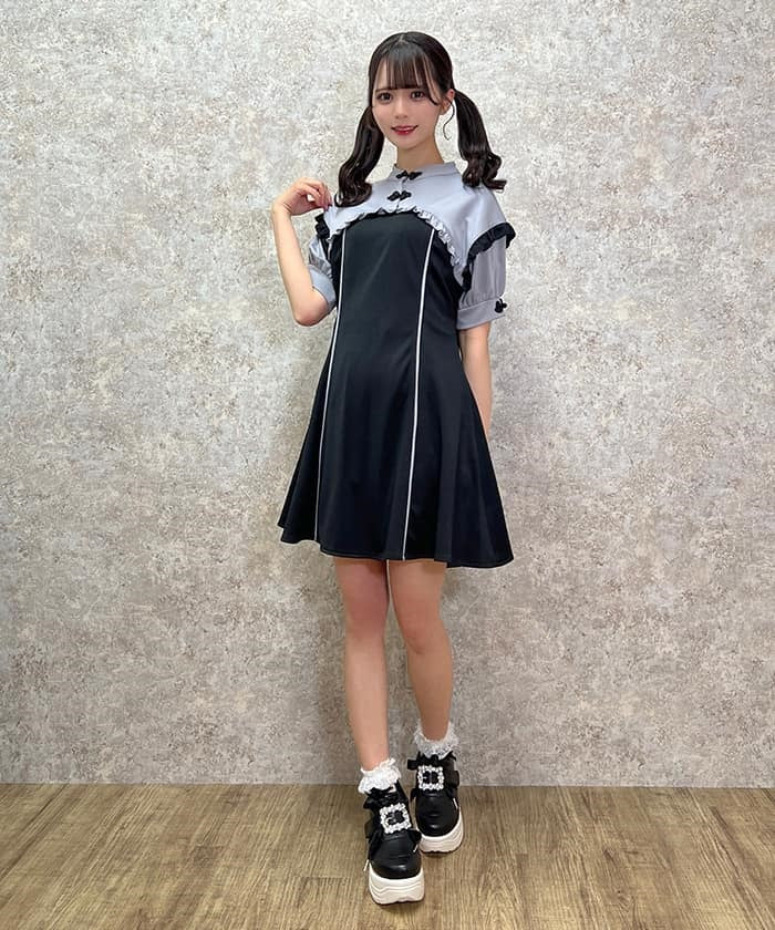 Chinese Button Cut-and-Sewn Dress – axes femme from JAPAN
