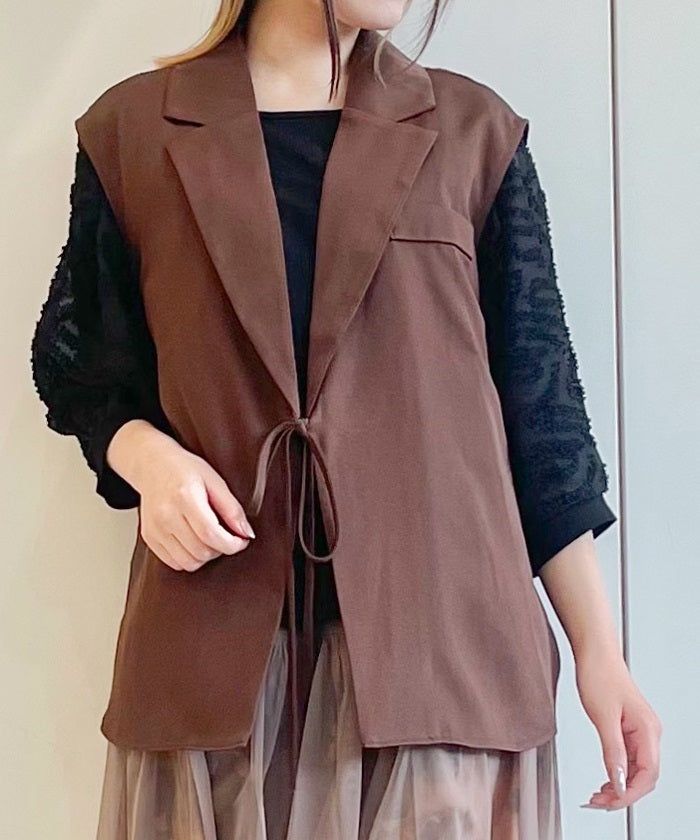 Lace Panel Tailored Vest – axes femme from JAPAN