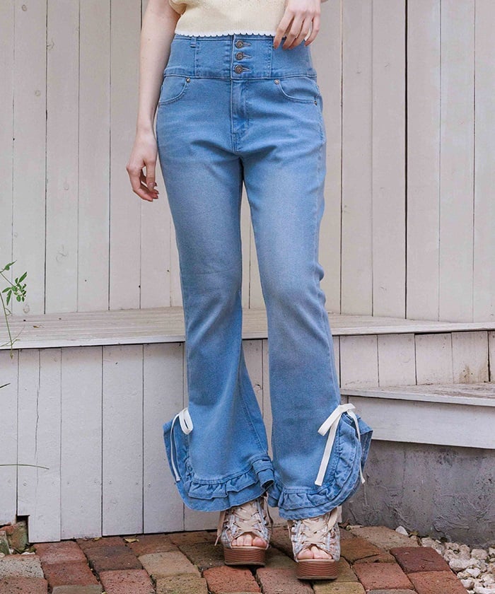 Frill High-Waisted Denim Pants – axes femme from JAPAN