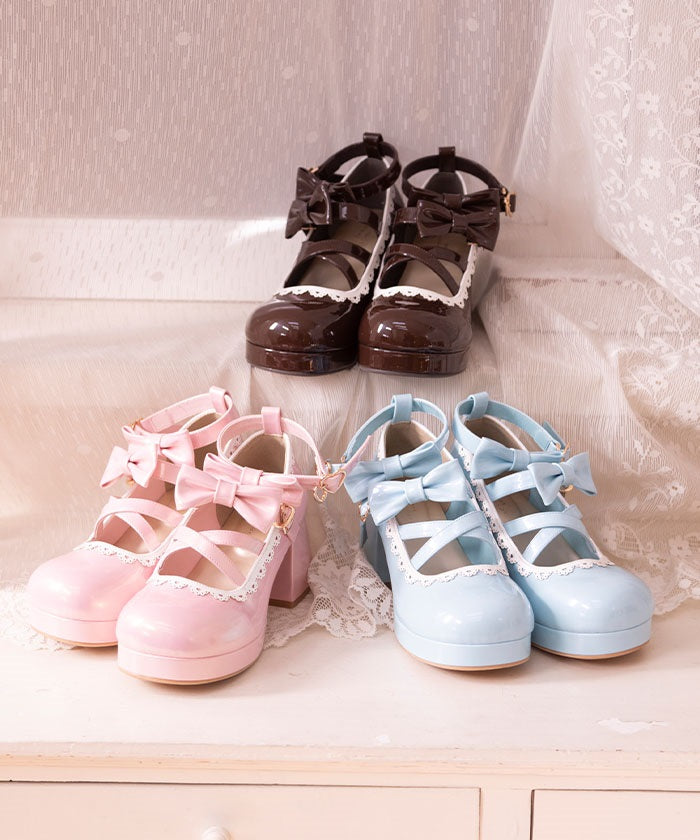 Double Ribbon Scalloped Pumps – axes femme from JAPAN