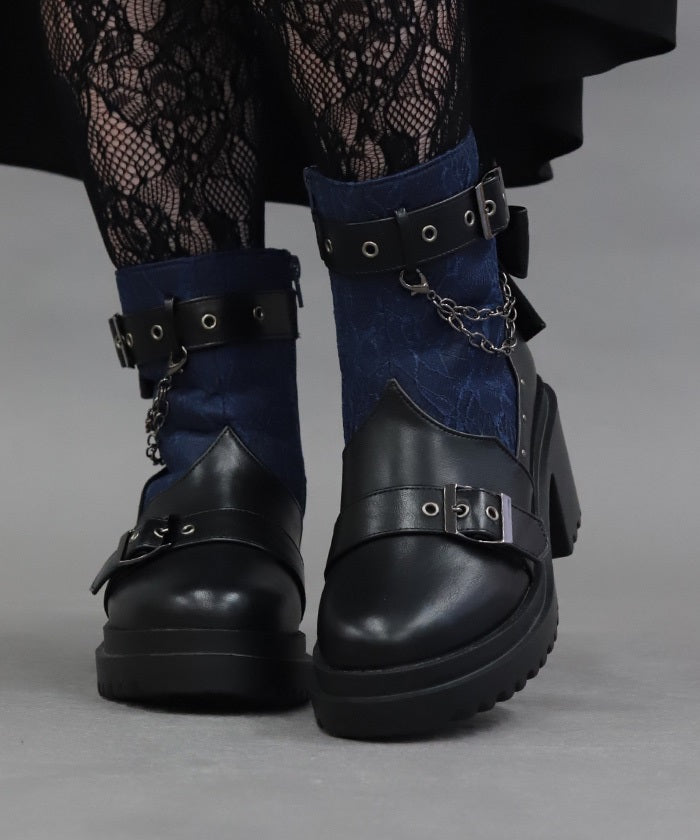 Lace Panel Gothic Boots – axes femme from JAPAN