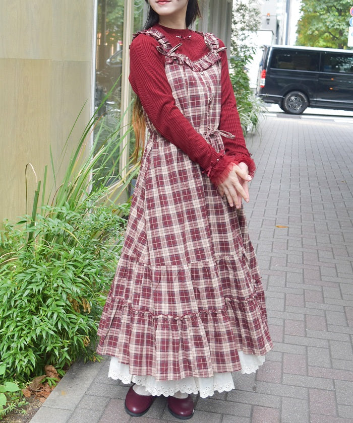 chinese dress ladies Scoop Back Check Dress-Red, Navy and Purple Check