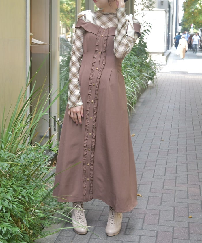 axes femme ワンピース リボンブラウス ティンカーベル シュシュ 刺繍チュール使ケープワンピース[品番：IGAW0005927]｜axes femme