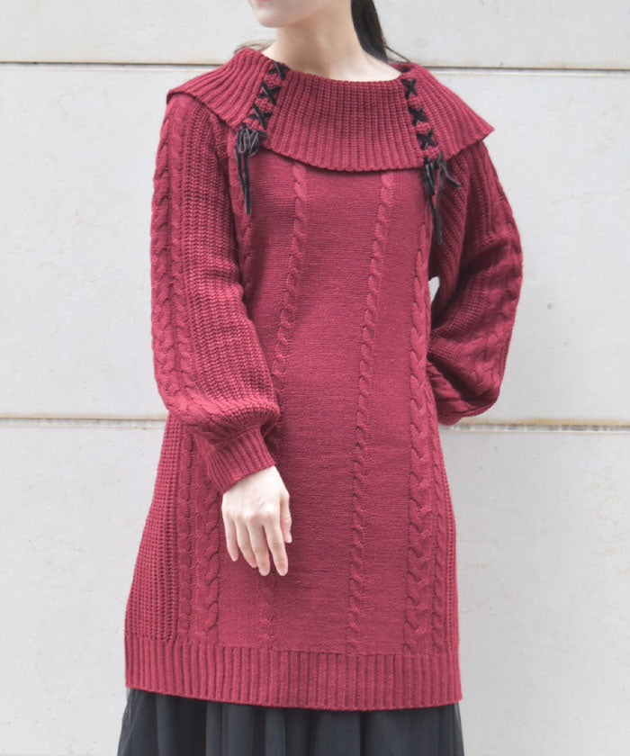 Double Lace-Up Knit Tunic – axes femme from JAPAN