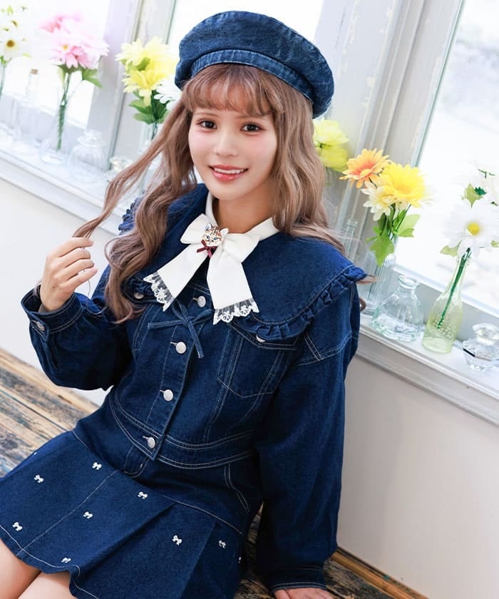 Ribbon Design Denim Jacket – axes femme from JAPAN
