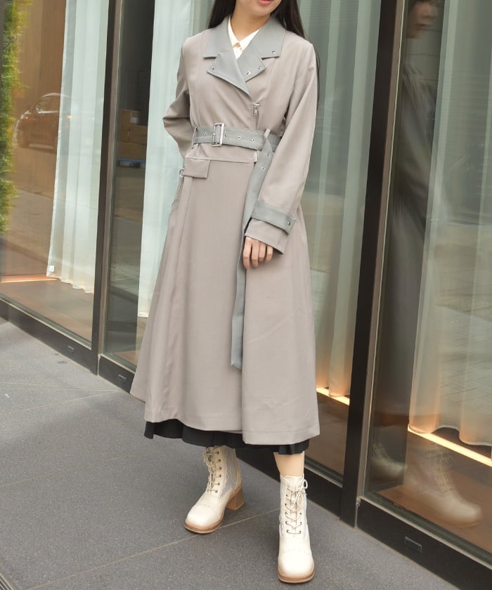 Bicolor Coat with Chain – axes femme from JAPAN