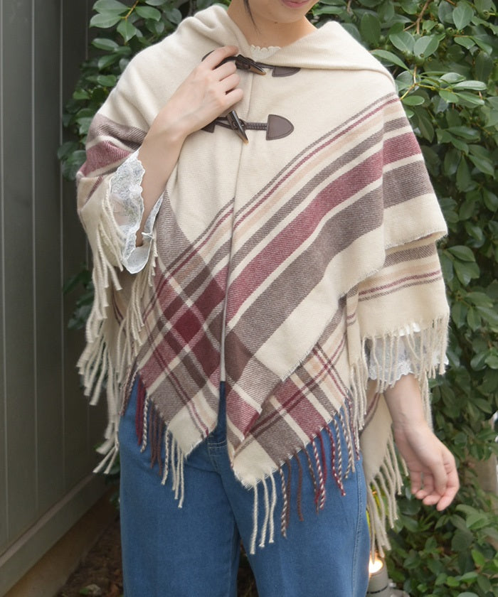 Side Line Check Poncho – axes femme from JAPAN