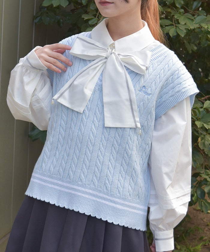 Embroidery Tilden Knit Vest – axes femme from JAPAN