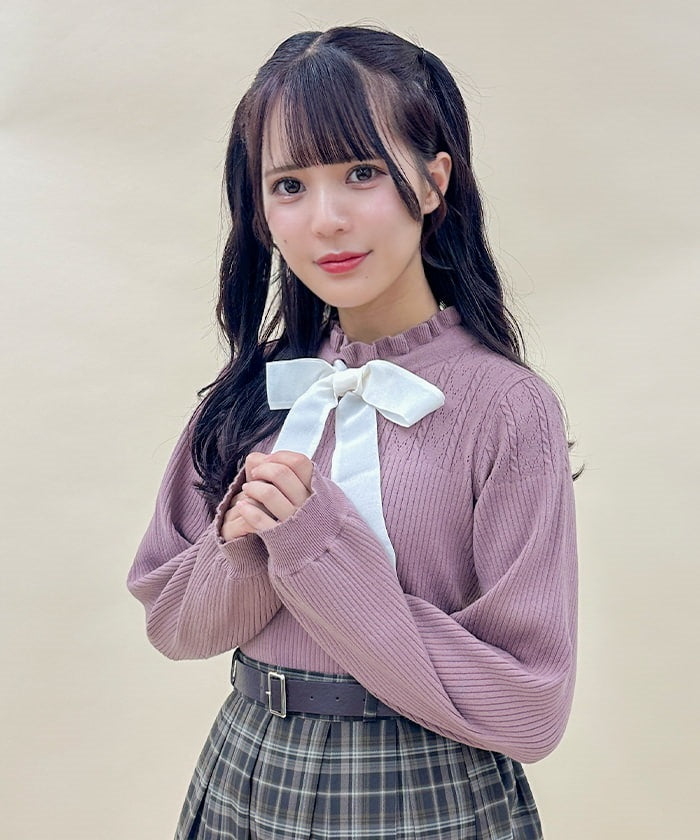 japanese knit dress shirt Knit Pullover with Ribbon – axes femme from JAPAN