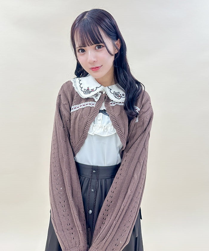 Lace Design Knit Bolero – axes femme from JAPAN