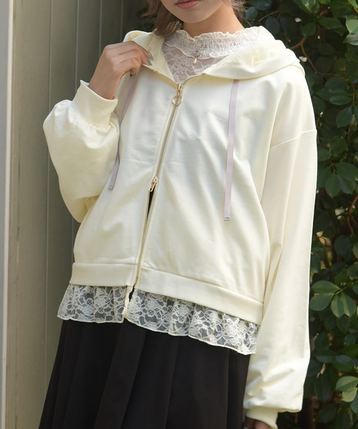 Hem Lace Short Hoodie – axes femme from JAPAN
