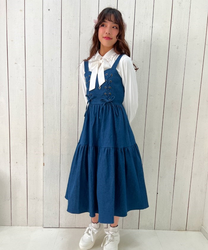 Lace-up Tiered Dress axes femme from JAPAN Lace-up Tiered Dress axes femme from JAPAN
