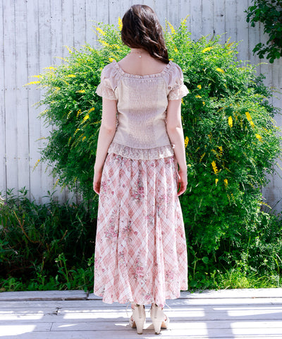 Rosy Plaid Drawstring Skirt