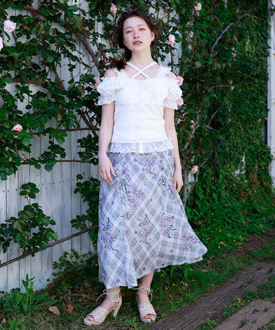 Rosy Plaid Drawstring Skirt