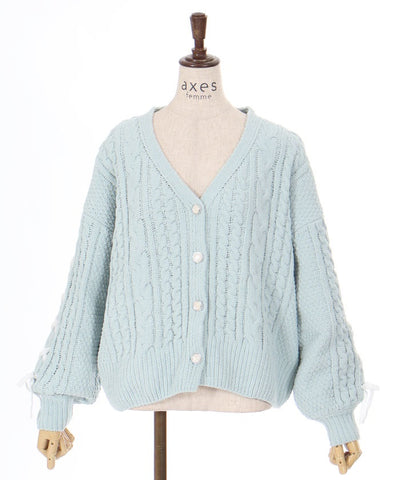 Lace-Up Chenille Yarn Knit Cardigan