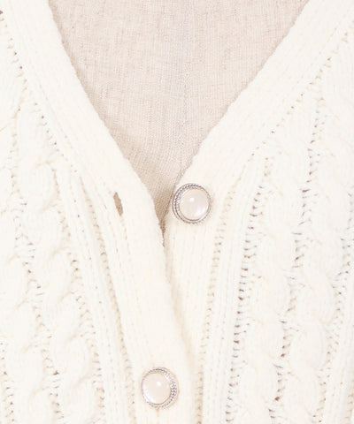 Lace-Up Chenille Yarn Knit Cardigan