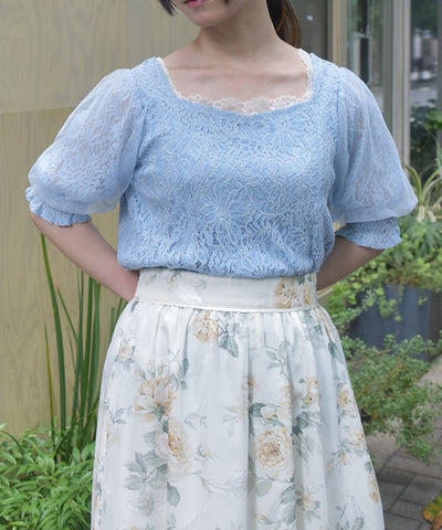 Tulle Sleeve Full Lace Top