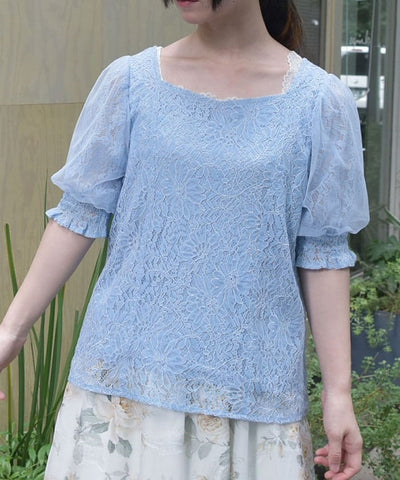 Tulle Sleeve Full Lace Top