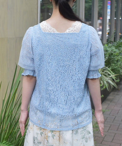 Tulle Sleeve Full Lace Top