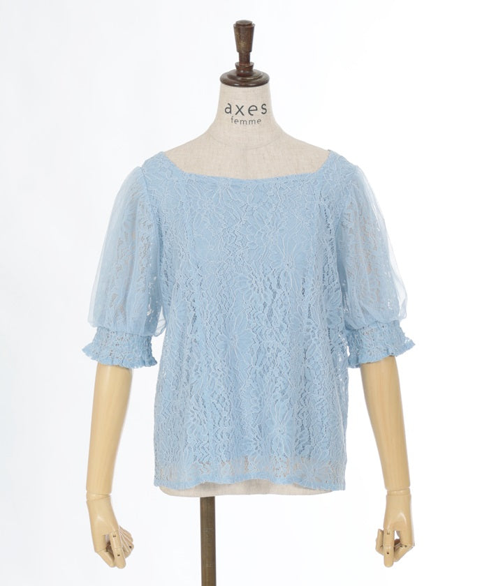 Tulle Sleeve Full Lace Top