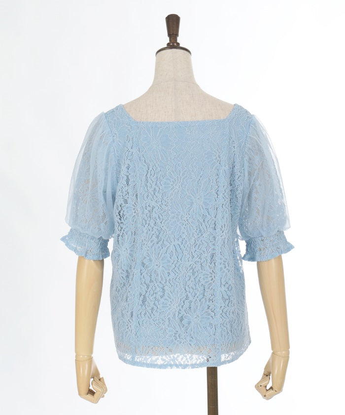 Tulle Sleeve Full Lace Top