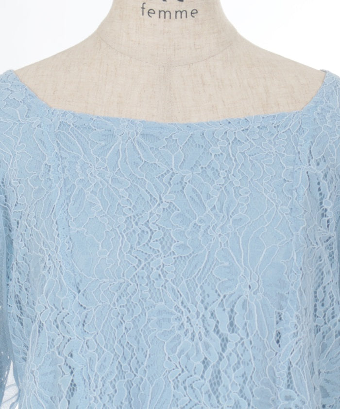 Tulle Sleeve Full Lace Top