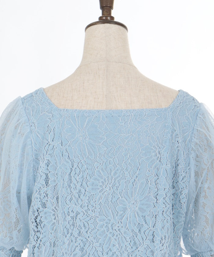 Tulle Sleeve Full Lace Top