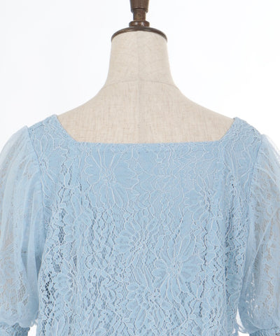 Tulle Sleeve Full Lace Top