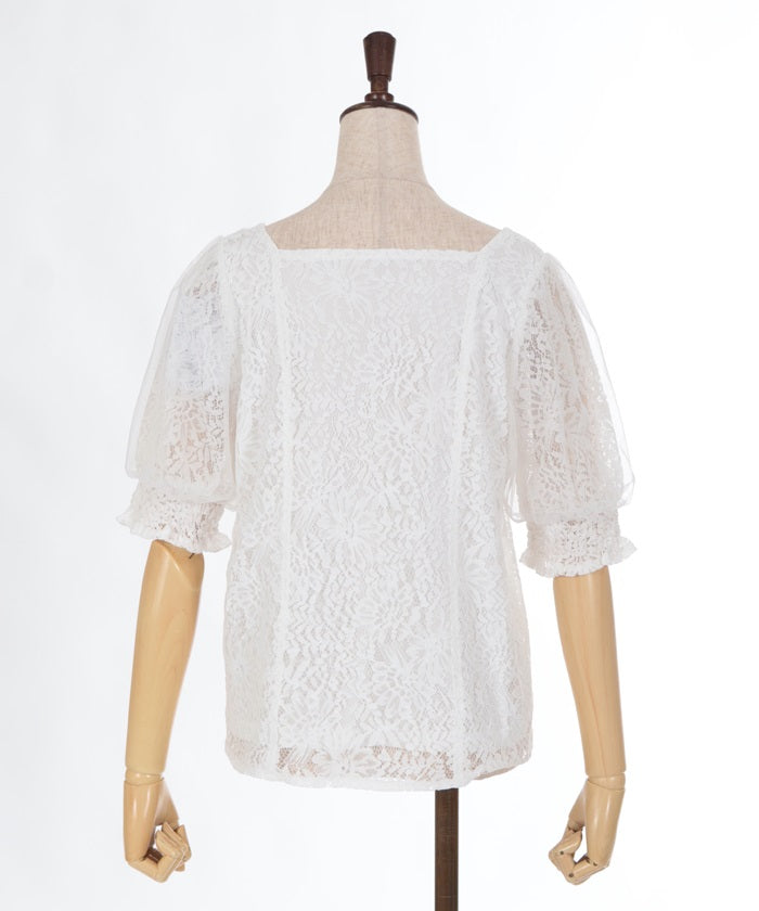 Tulle Sleeve Full Lace Top