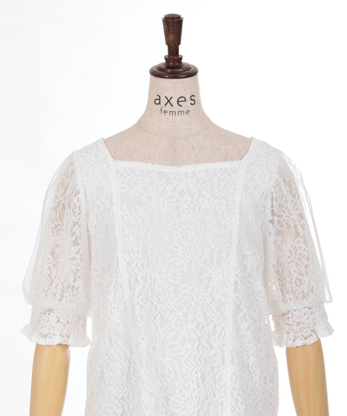 Tulle Sleeve Full Lace Top