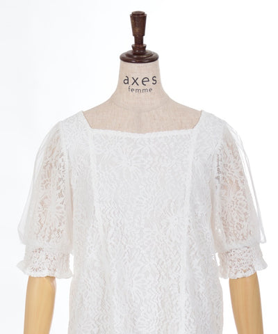 Tulle Sleeve Full Lace Top