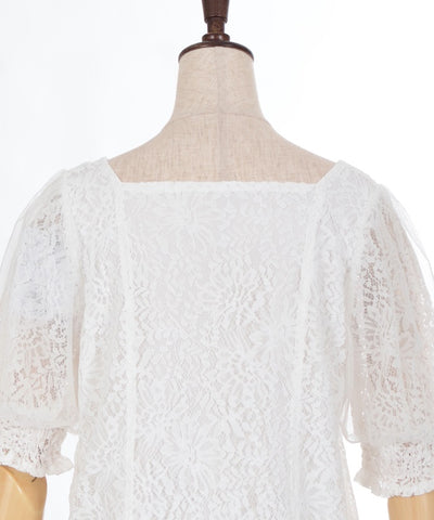 Tulle Sleeve Full Lace Top