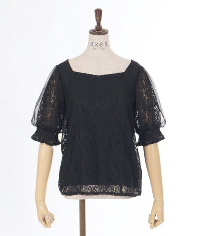 Tulle Sleeve Full Lace Top